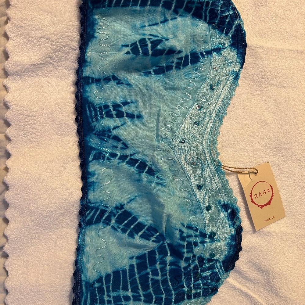 NWT Raga by Anthropology Tie Dye Blue Corset half Top